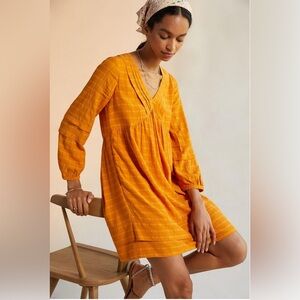 Anthropologie Maeve Pintucked Collar Mini Dress NEW WITH TAGS size L